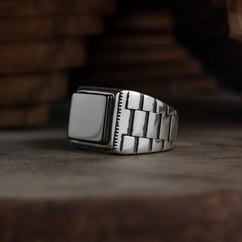 Byzantine Black Aqeeq Ottoman Ring