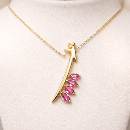 Arabic Initial Gemstone Necklace