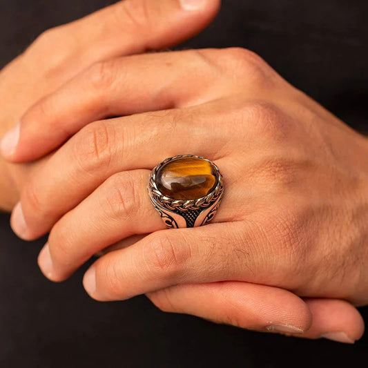 Tiger Eye Ottoman Mens Ring