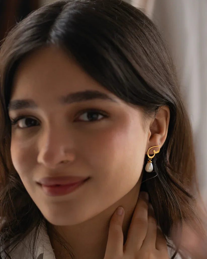 Calligraphed Initial Earrings