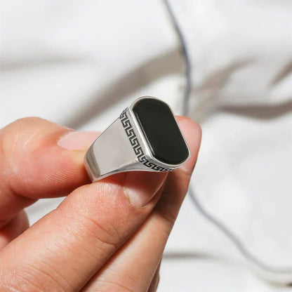 The Izmir Black Aqeeq Ring