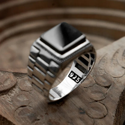 Byzantine Black Aqeeq Ottoman Ring