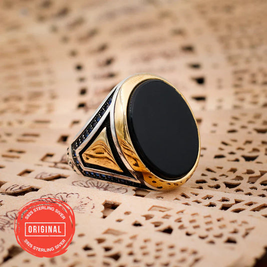 The Ankara Black Aqeeq Ring