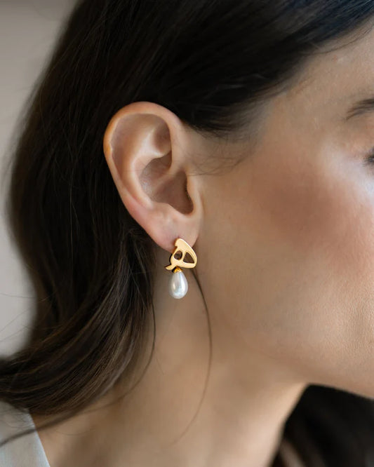 Calligraphed Letter Earrings ھ