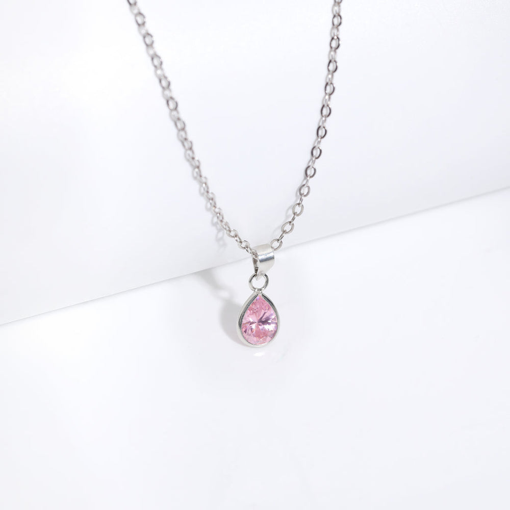Gracious Pink Drop Pendant - 925 Silver