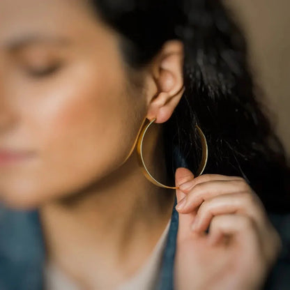 Large Flat Hoops Earrings