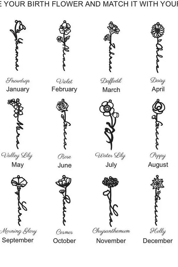 Birth Flower Necklace With Name