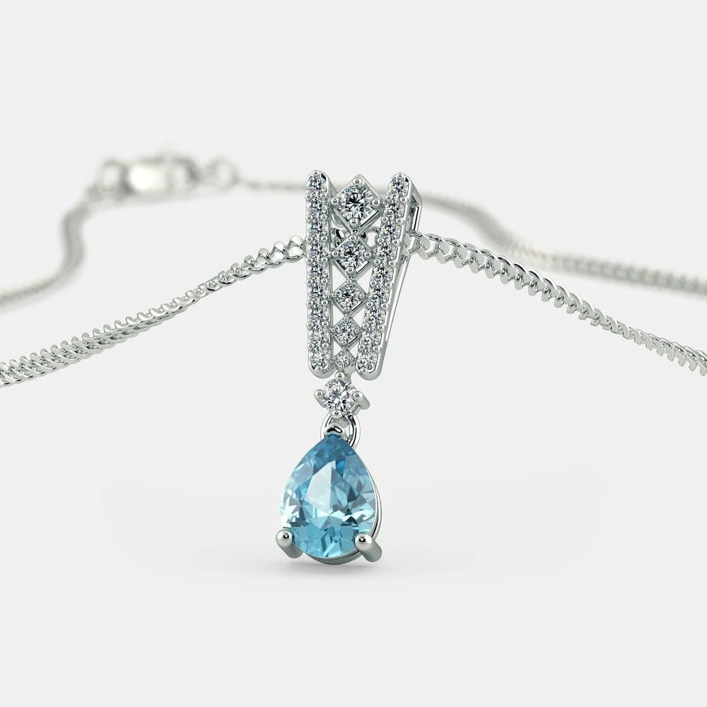 Aquamarine Bridge Necklace - 925 Silver