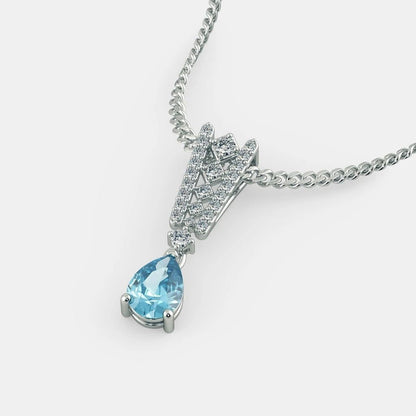 Aquamarine Bridge Necklace - 925 Silver