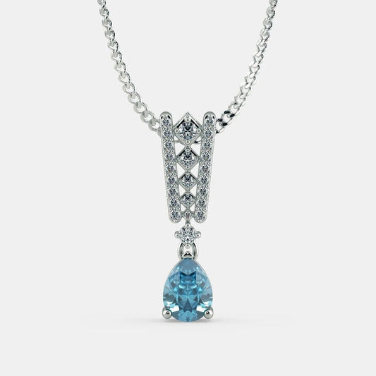 Aquamarine Bridge Necklace - 925 Silver