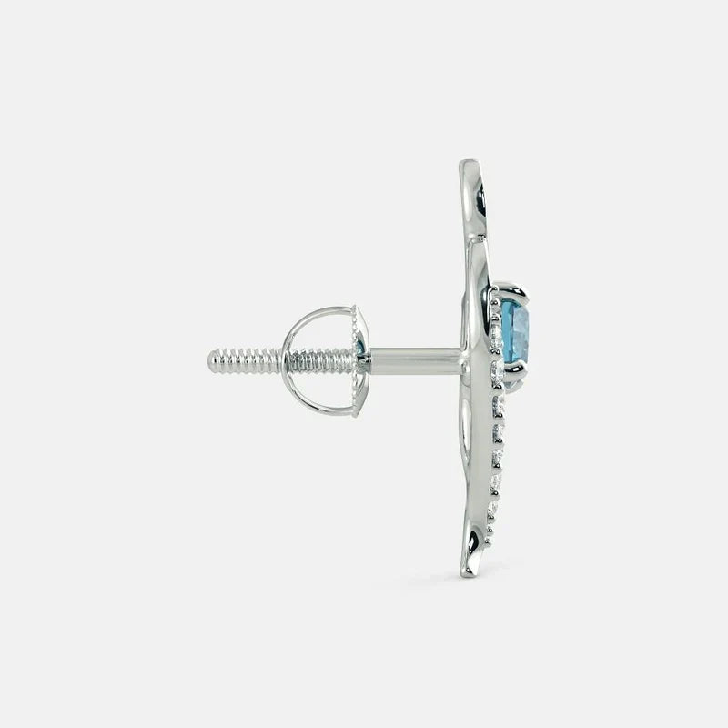 Aquamarine Zircon Earrings - 925 Silver