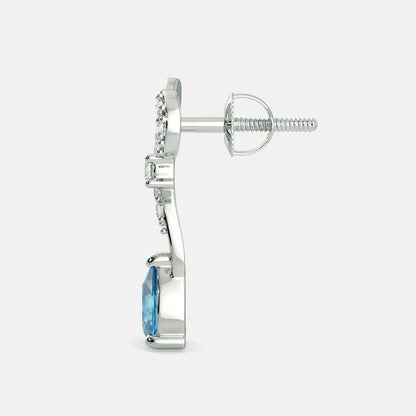 Blue Topaz Diamond Earrings - 925 Silver