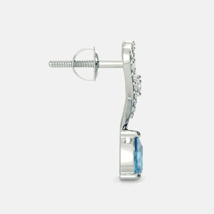 Blue Topaz Diamond Earrings - 925 Silver