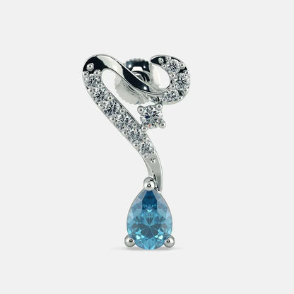 Blue Topaz Diamond Earrings - 925 Silver