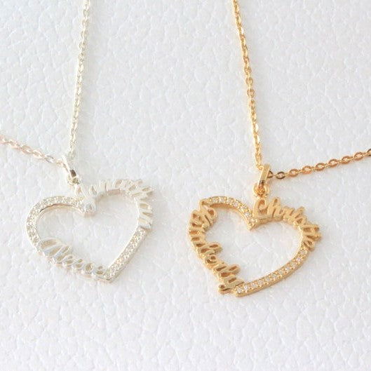 PERSONALISED HEART ZIRCONIA NECKLACE