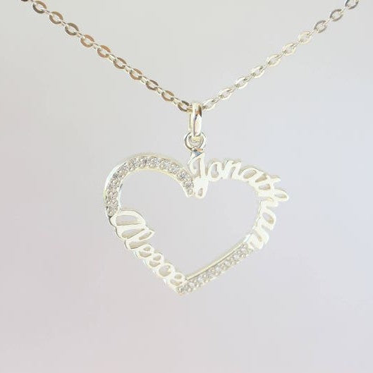 PERSONALISED HEART ZIRCONIA NECKLACE