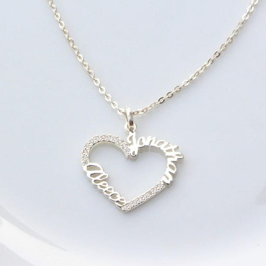 PERSONALISED HEART ZIRCONIA NECKLACE