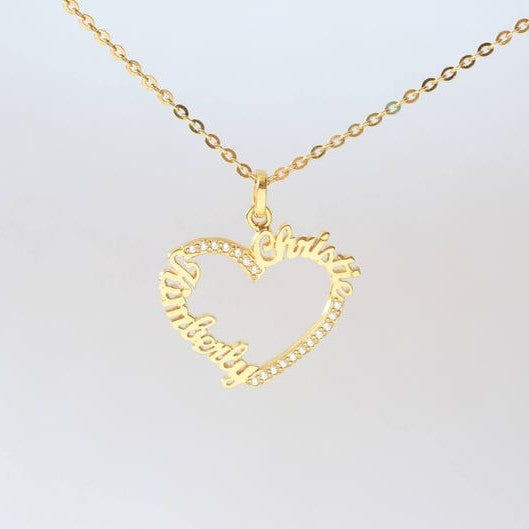 PERSONALISED HEART ZIRCONIA NECKLACE