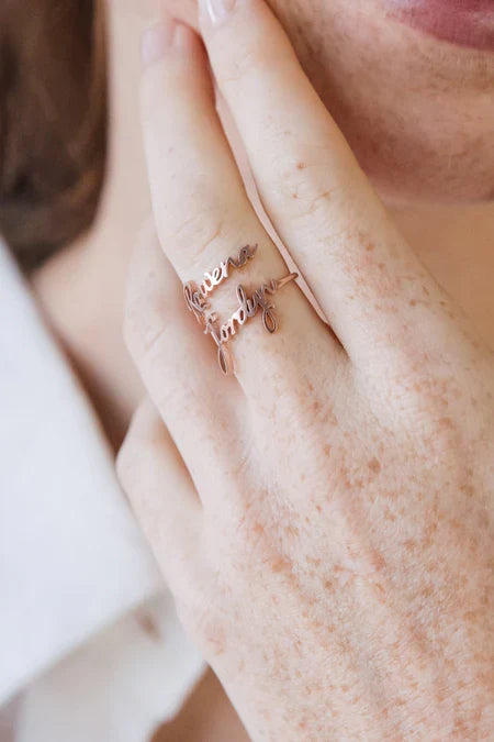 TWO NAME RING GOLD PLATED