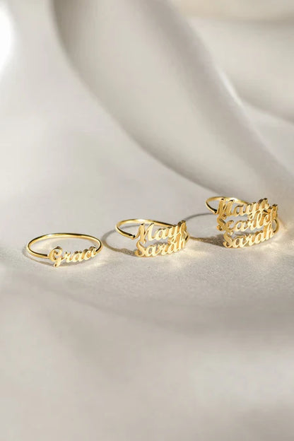 TWO NAME RING GOLD PLATED
