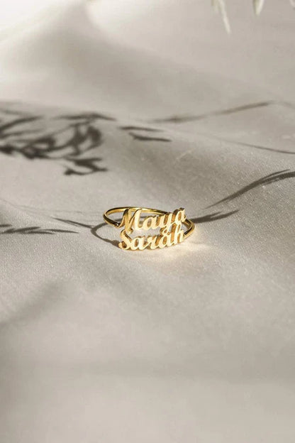 TWO NAME RING GOLD PLATED