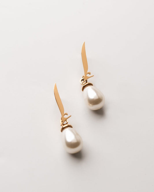 Calligraphed Letter Earrings أ