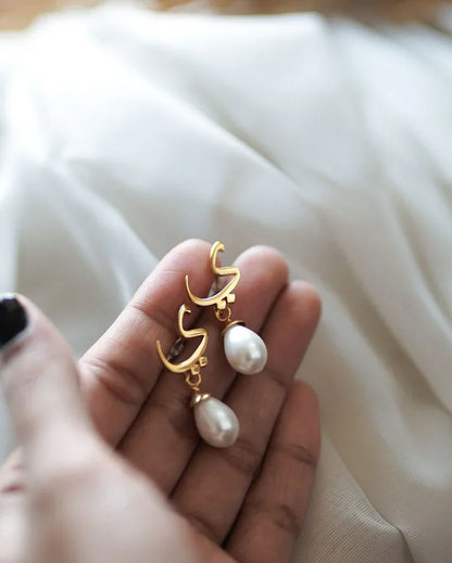 Calligraphed Initial Earrings